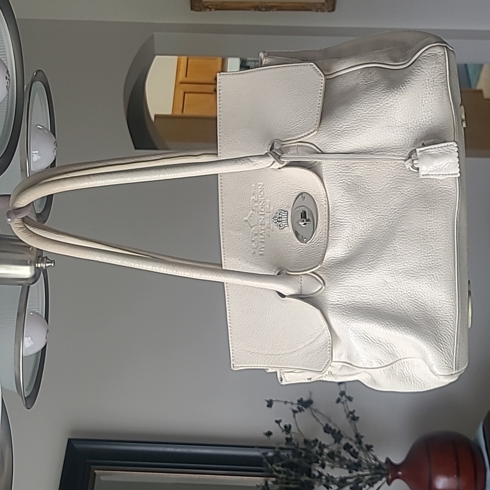 My Flat in London Soft leather half flap handbag.